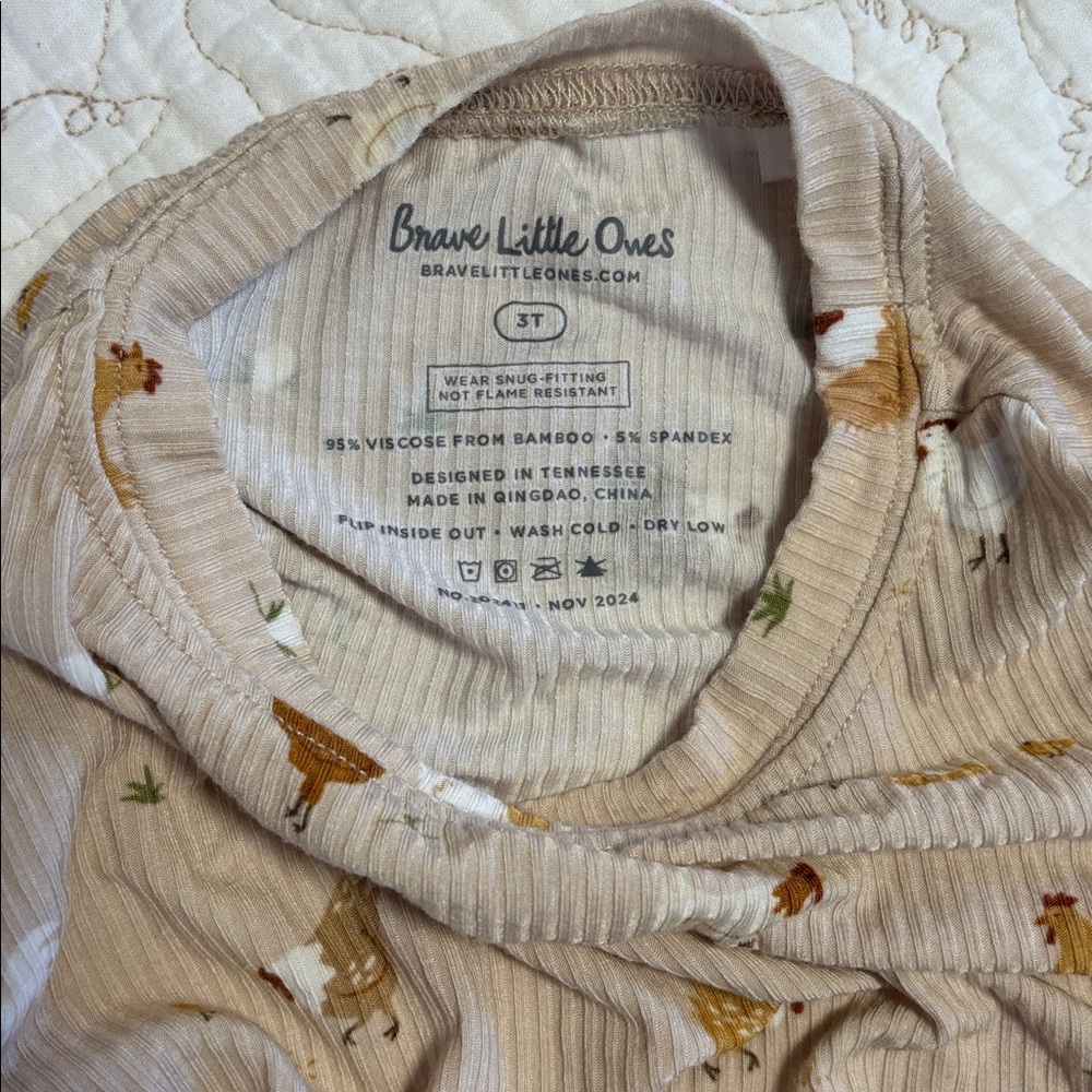 Brave Littles Ones Chicken Print Bamboo PJ Set - Picture 4 of 7